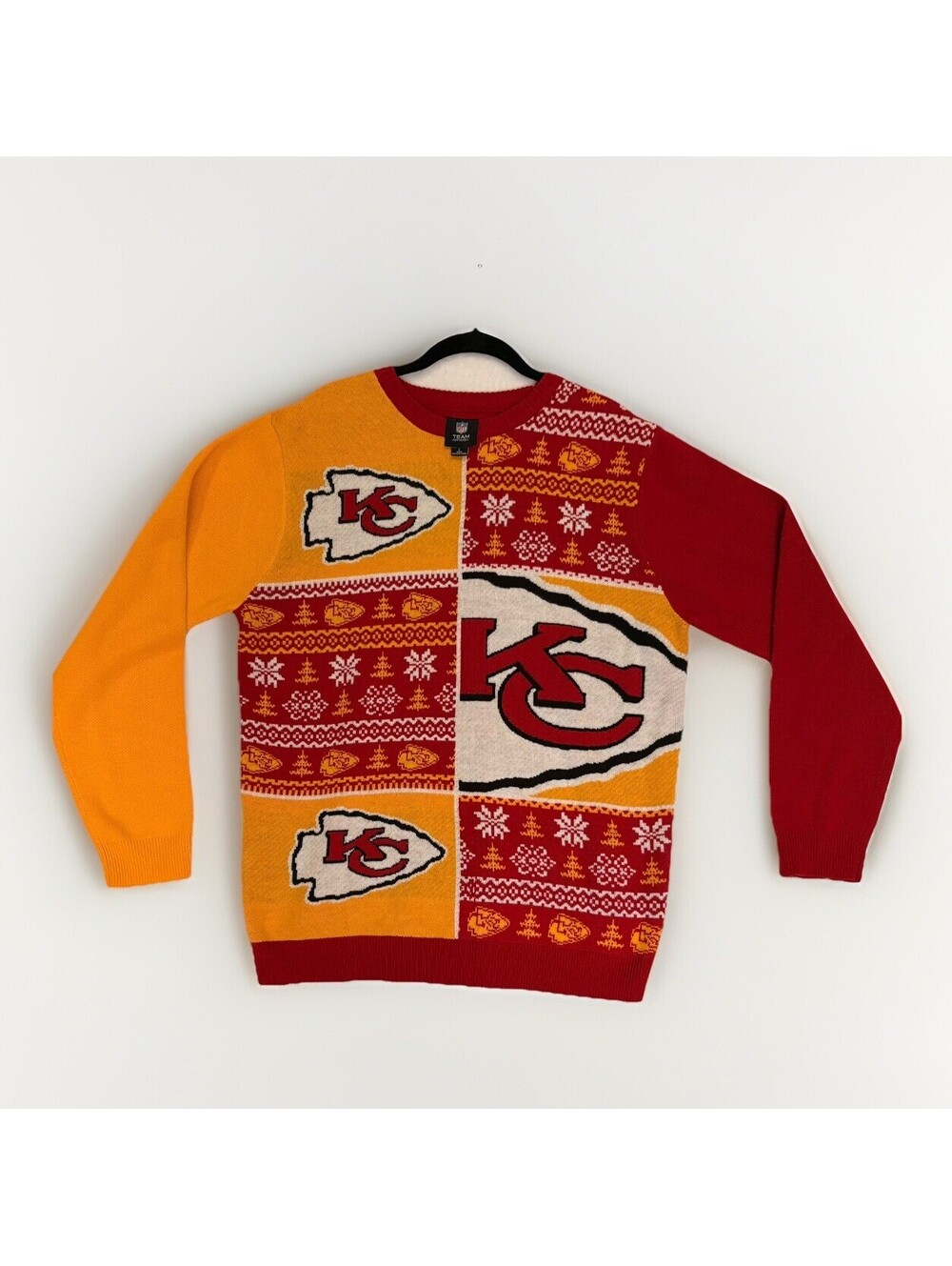 Kansas City Chiefs Holiday Sweater NFL Team Apparel L Red Yellow Red Kingdom